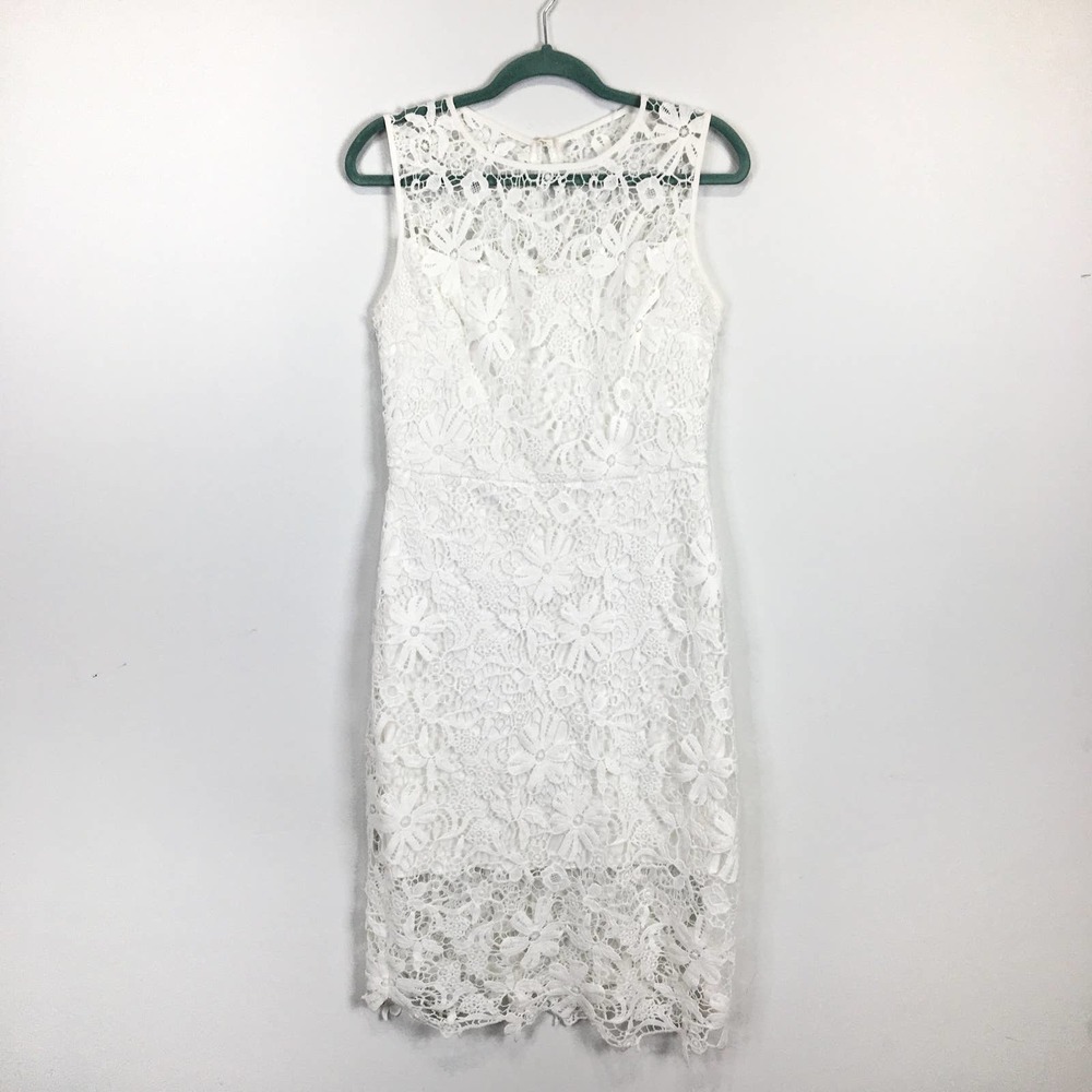 Bison Bisou white lace sleeveless dress by Michelle Bombat Size 10 - Picture 4 of 6